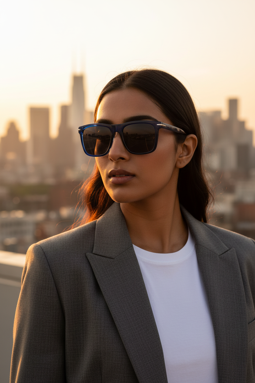 Indian Female Model Navy Frames Anchored