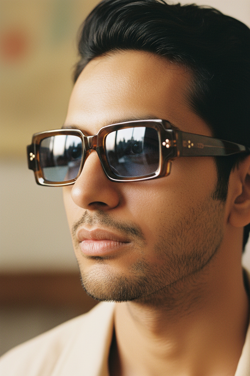 Indian Male Model - Honey Brown Frames Looking Left