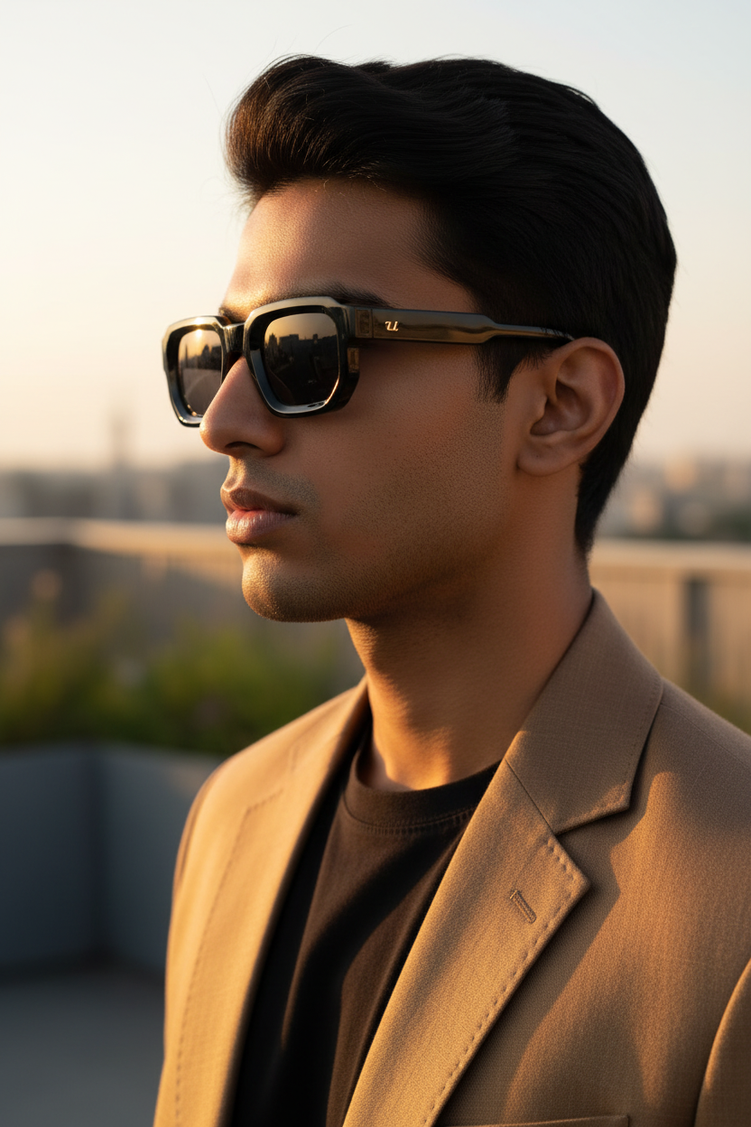 Indian male model side angle temple focus