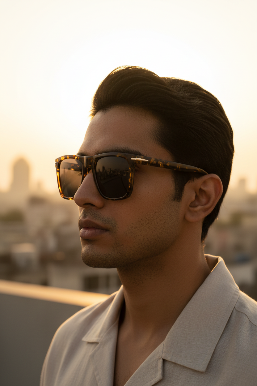 Indian Male Model Tortoiseshell Full Face Side